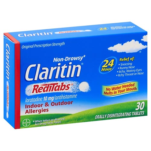 Image for Claritin Allergies, Non-Drowsy, Original Prescription Strength, 10 mg, Orally Disintegrating Tablets,30ea from BARONS DRUG STORE