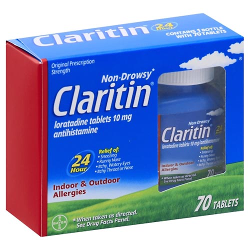 Image for Claritin Antihistamine, Original Prescription Strength, 10 mg, Non-Drowsy, Tablets,70ea from BARONS DRUG STORE