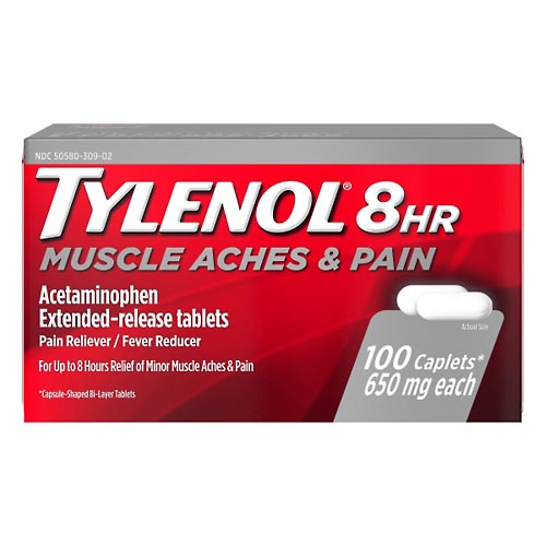 Image for Tylenol Muscle Aches & Pain, 650 mg, 8 HR, Caplets,100ea from BARONS DRUG STORE